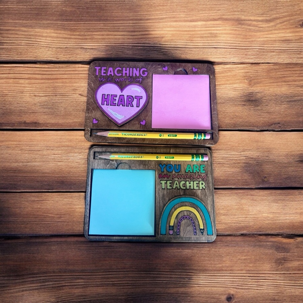 Wooden Sticky Note Holders with Pen/Pencil Slot!  Office Decor, Teacher Gifts!